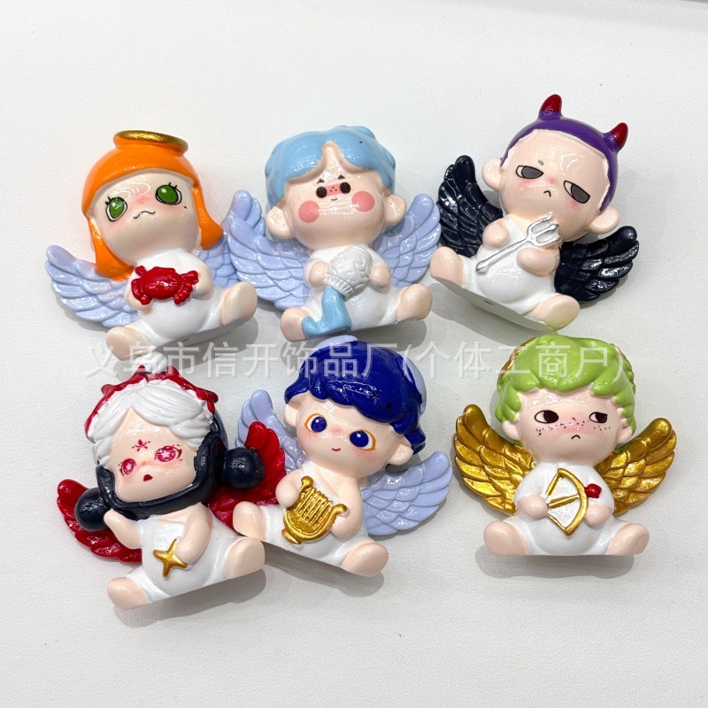 带孔树脂PPMT天使宝宝立体卡通串珠diy手工饰品手机链包挂材料|undefined