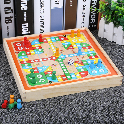 Wooden Double-Sided Magnetic Black and White Drawing Board Clock Counting Sticks Flying Chess Set for Primary School Students Multifunctional Learning Box