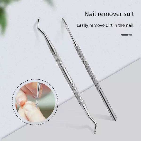 Stainless steel nail remover nail remover cleaning nail ditch dirt nail ditch nail insert double head nail remover nail tool