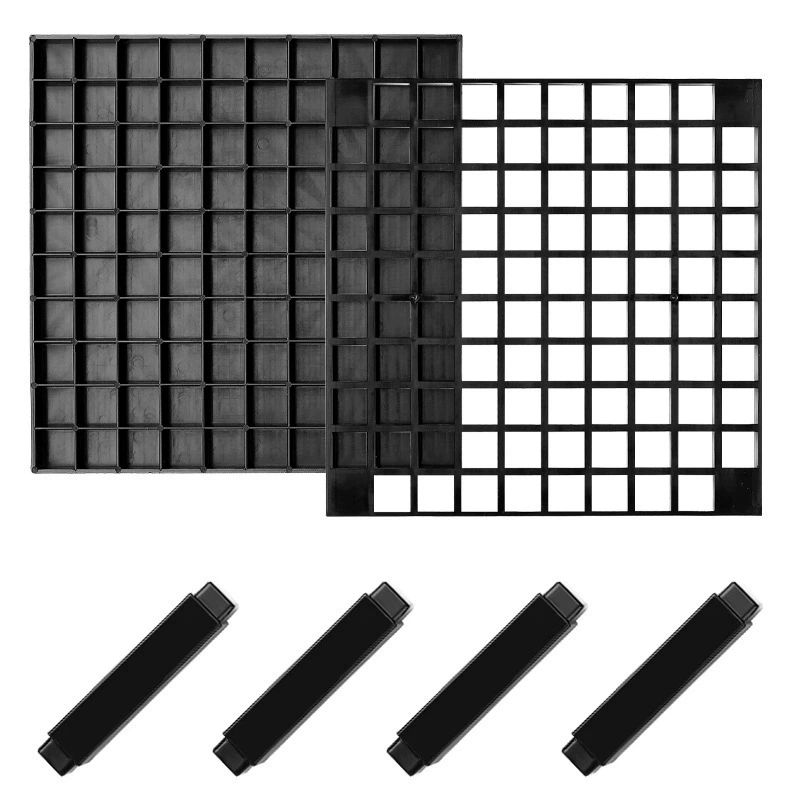 Square plastic universal gouache, watercolour, brush, removable storage system, 96 cells