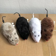 跨境上链弦发条毛绒老鼠玩具仿真逗猫老鼠神器尾巴会摇宠物玩具
