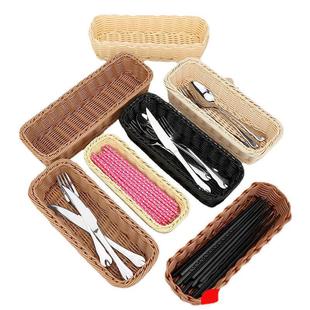 Imitation Rattan Tableware Basket Woven Draining Chopstick Basket Chopstick Holder Rack Cage Knife and Fork Basket Bread Basket Creative Storage Container