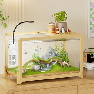 Factory Direct Sales Desktop Fish Tank Aquarium Turtle Tank Goldfish Tank Creative Small Fish Tank Landscaping Ecological Fish Tank