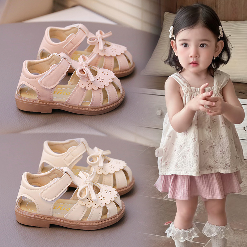 Girls Princess Hollow Toddler Shoes Summer 2025 New Arrival Baby Girl Toddler Anti-Kick Sandals Kid Beach Shoes