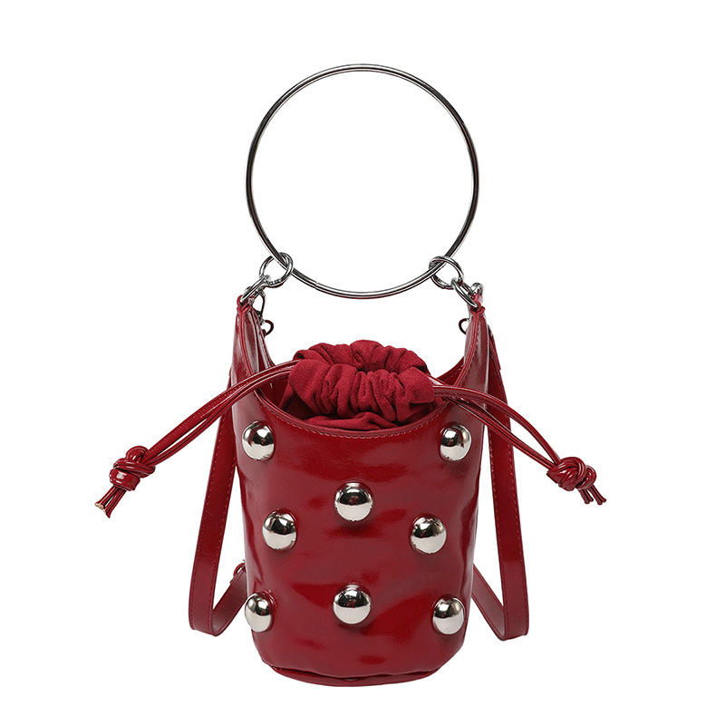 Bolso de cubo de textura transfronteriza 2025 verano nuevo estilo bolso de hombro de sentido avanzado bolso de mensajero con cuentas personalizado mujer