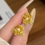 结婚小众镶钻沙金耳钉