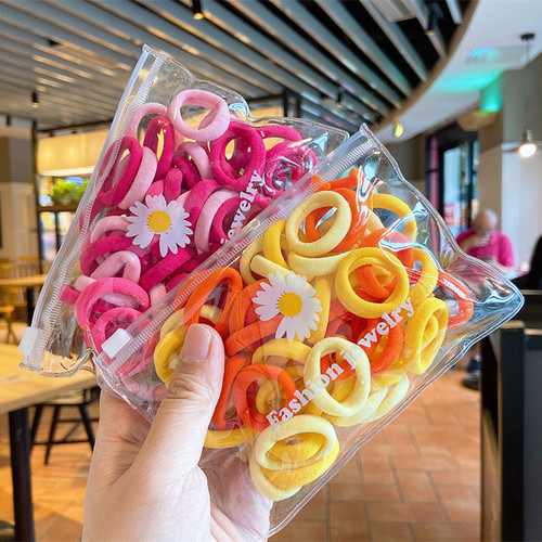 Super Q Sweet Donut Gradient Color Towel Band 50 Pcs Versatile Children Headband Rubber Bands Girls Baby Toddler Hair Tie