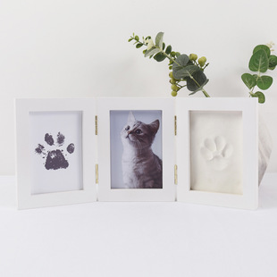 Pet inkpad cat dog paw print solid wood photo frame souvenir DIY products commemorative gift wholesale on behalf of Amazon