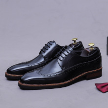 德比皮鞋男士休闲鞋英伦韩版布洛克雕花牛皮真皮男鞋系带潮鞋子男