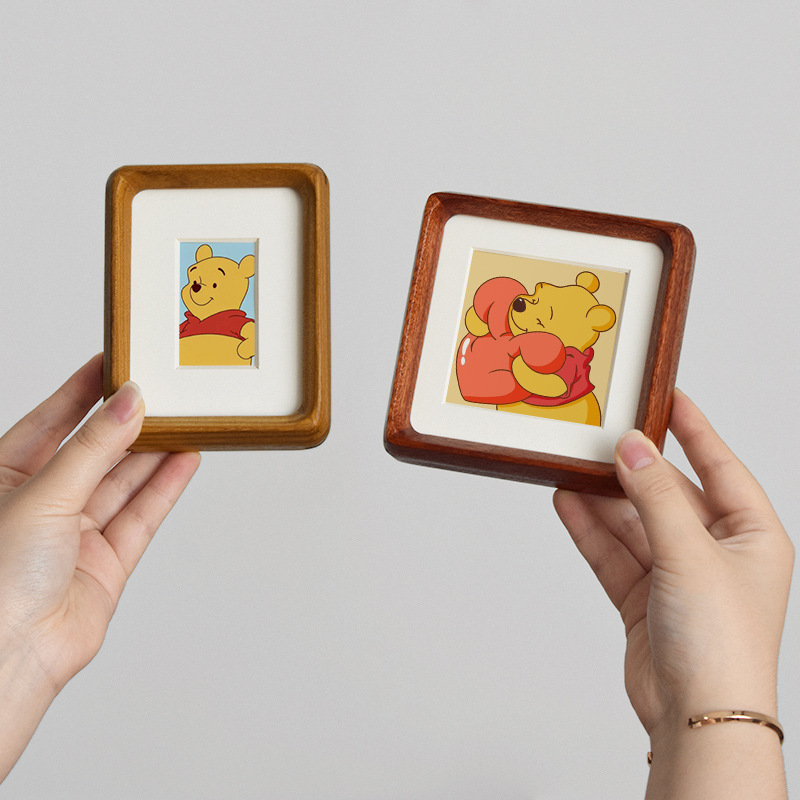 Carefully Selected Mini Solid Wood Mortise and Tenon Rounded Corner Photo Frame, Small Tabletop Frame for Children's Baby Polaroid Photos and Wedding Certificates