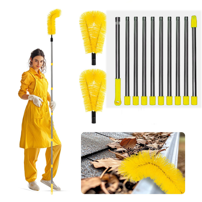 Eaves groove cleaning brush eaves gutter gutter cleaning brush sweep spider web leaf cleaning roof stainless steel lengthened brush