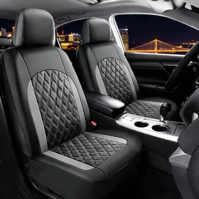 Universal seat cover Universal Seat Cover for All Seasons - double-quilted-black-and-gray-front-row-two-seat-four-piece-set