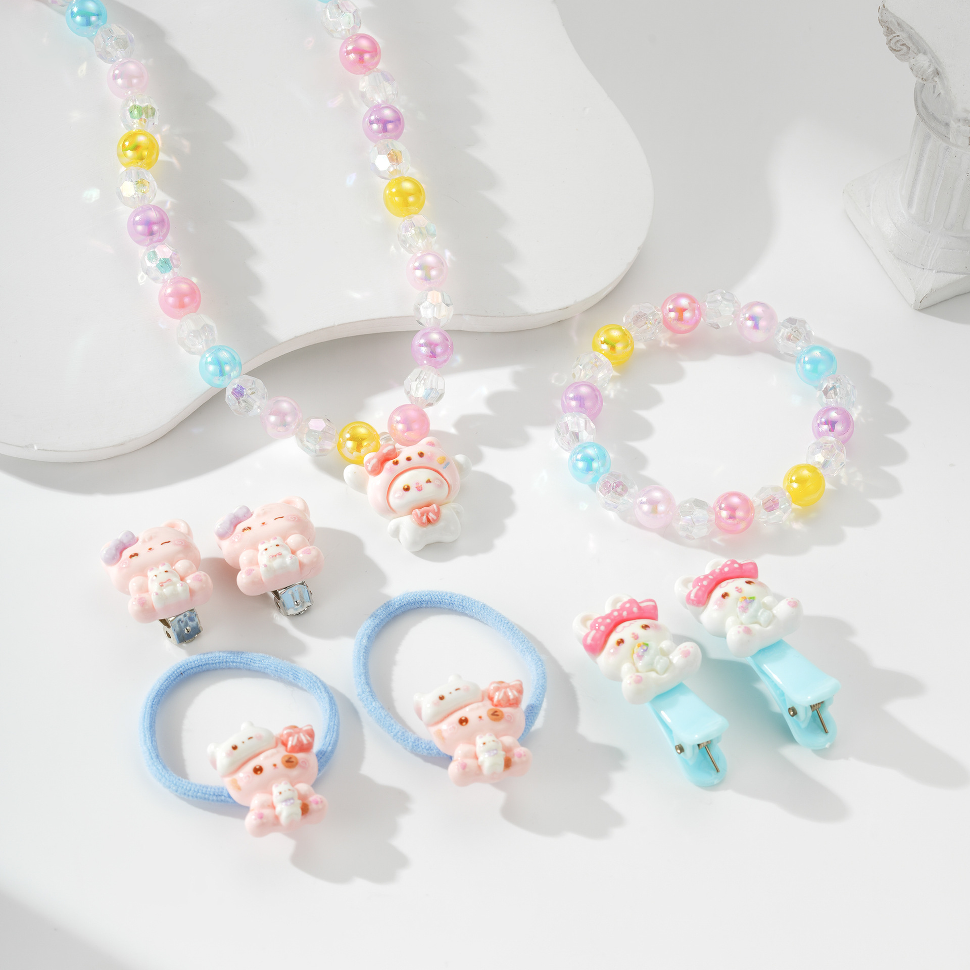 Niños cuentas bracelet lindas joyerías percas para el cabello collar clips para el cabello bandas de goma joyas collares niñas al por mayor transfronterizas