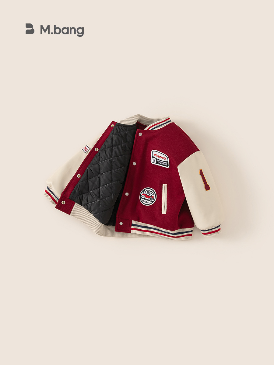 Youbao ropa para niños 2024 nuevo traje de béisbol para niños estilo de invierno abrigo grueso para niños