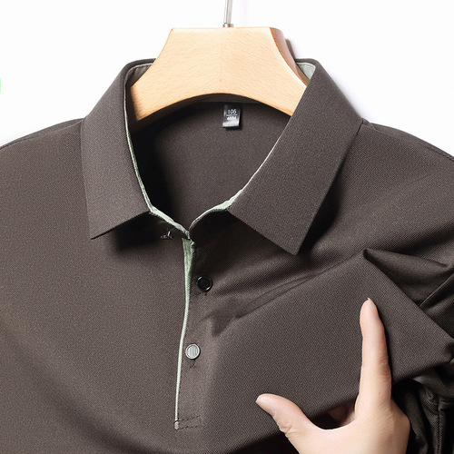 Men's Mid-aged Turn-down Collar Short-sleeved T-shirt Summer Solid Color Trendy Dad Clothes T-Shirt Shirt Business Casual Half-sleeve Top 