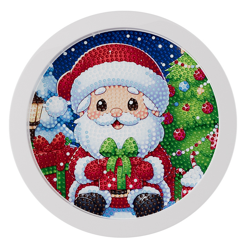 Pintura de Diamantes Navideña Transfronteriza con Marco, Pintura de Diamantes 5D con Pegamento de Puntos, Pintura de Diamantes Hecha a Mano para Niños, Regalo de Año Nuevo