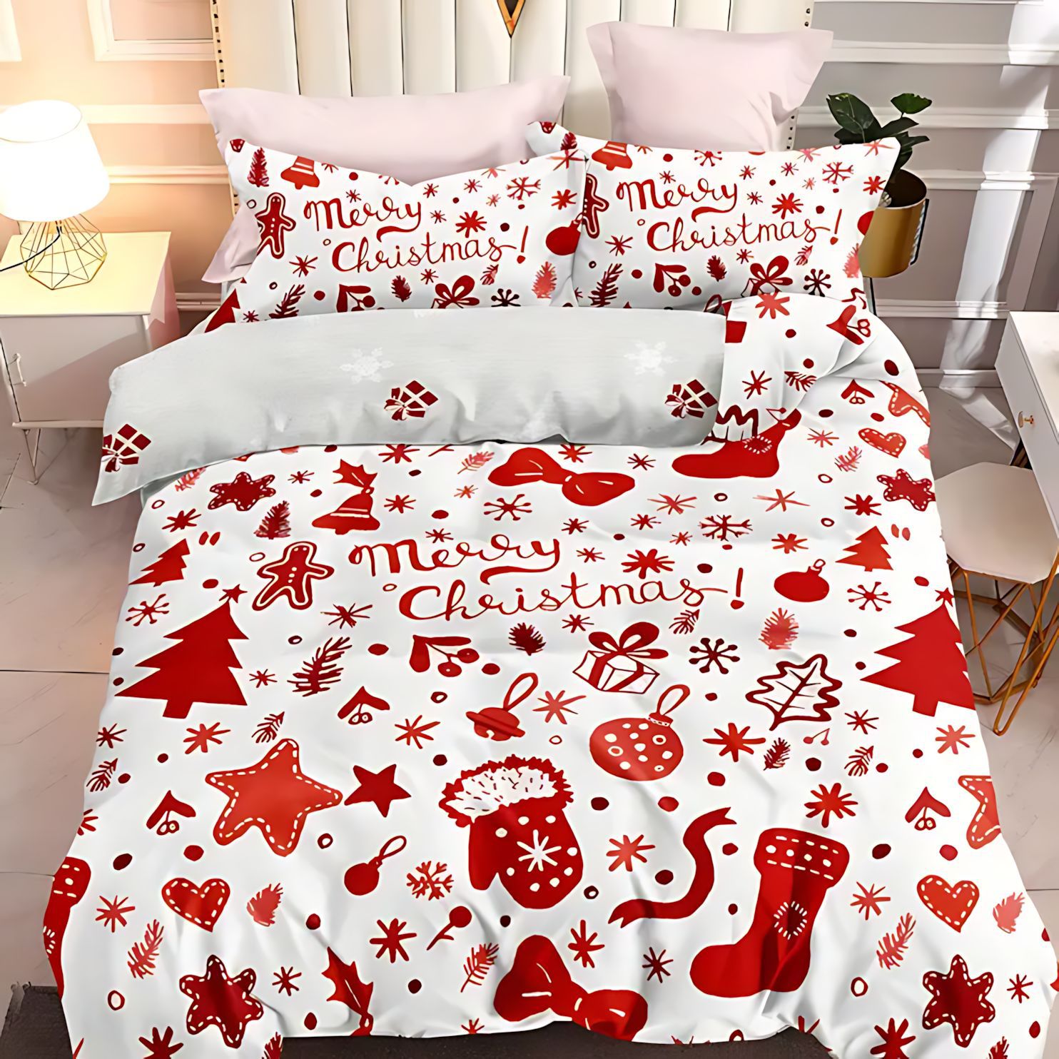 TEMU / JIT Transfronterizo suave renos Navidad impresión digital HD set de ropa de cama