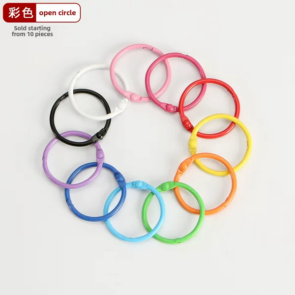 Colorful Metal Buckle Photo Album, Painted Iron Binding Ring, Stationery, Open Ring, Keychain, Loose-Leaf Ring, Card Ring