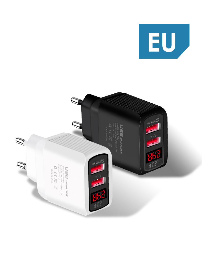 5V2.4A Multi port USB punjač Inteligentni digitalni zaslon Trenutni napon Glava za punjenje mobilnog telefona Pogodna za Apple_voghion.com