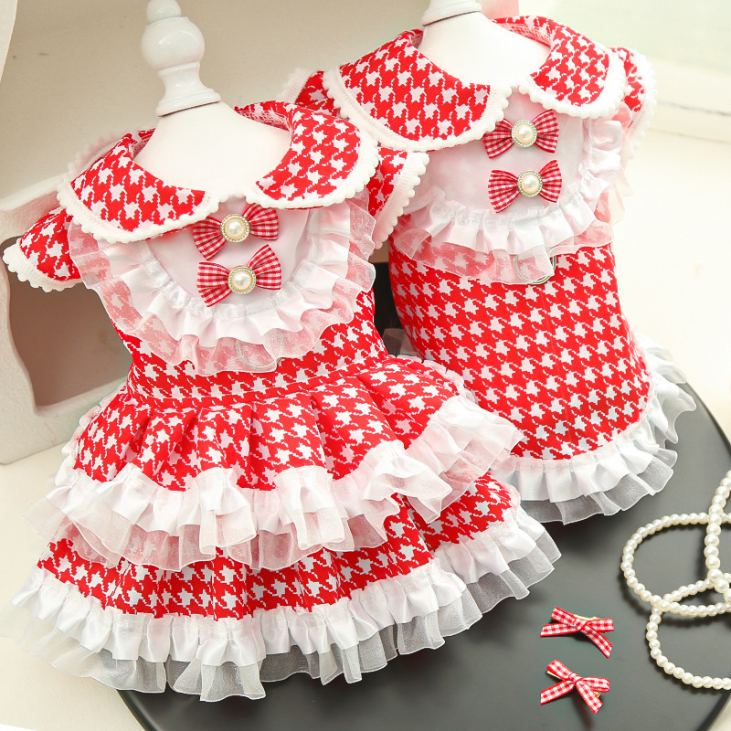 Pequeño viento fragante, perro grande con ropa, pata de gallo, falda de manga voladora de golden retriever, falda de gato, productos para mascotas de peluche