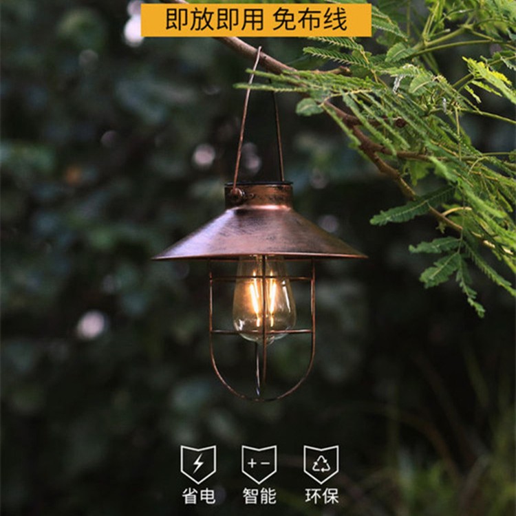 태양 빛 야외 LED 샹들리에 빈티지 장식 벽 램프 철 전구 빌라 풍경 정원 안뜰 가로등