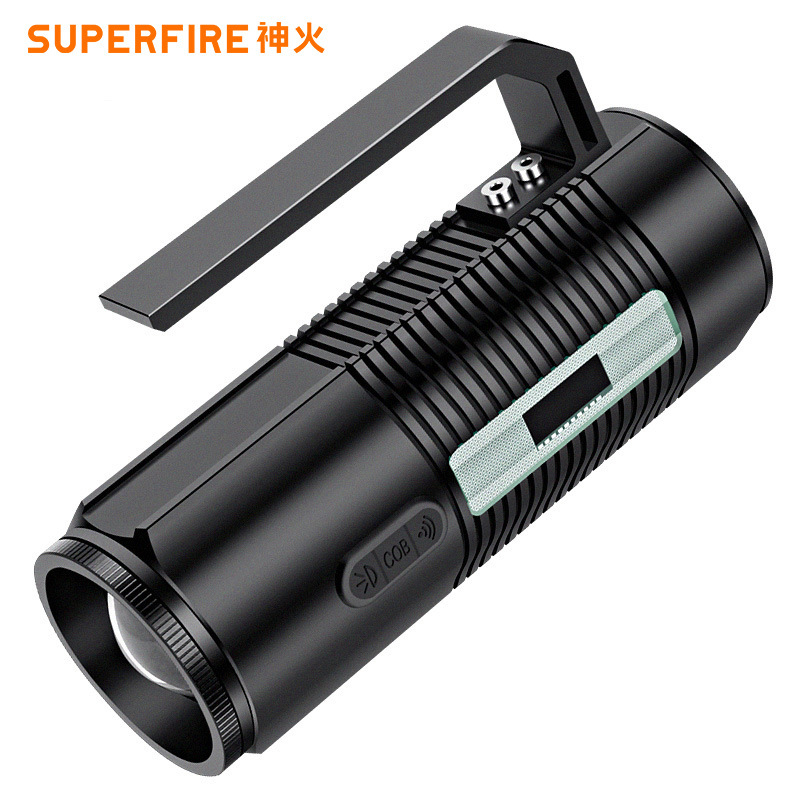 Shenhuo venta al por mayor luz fuerte luz de pesca nocturna LED fuente de luz de cuatro colores azul blanco púrpura amarillo enfoque telescópico LUZ DE PESCA GF03