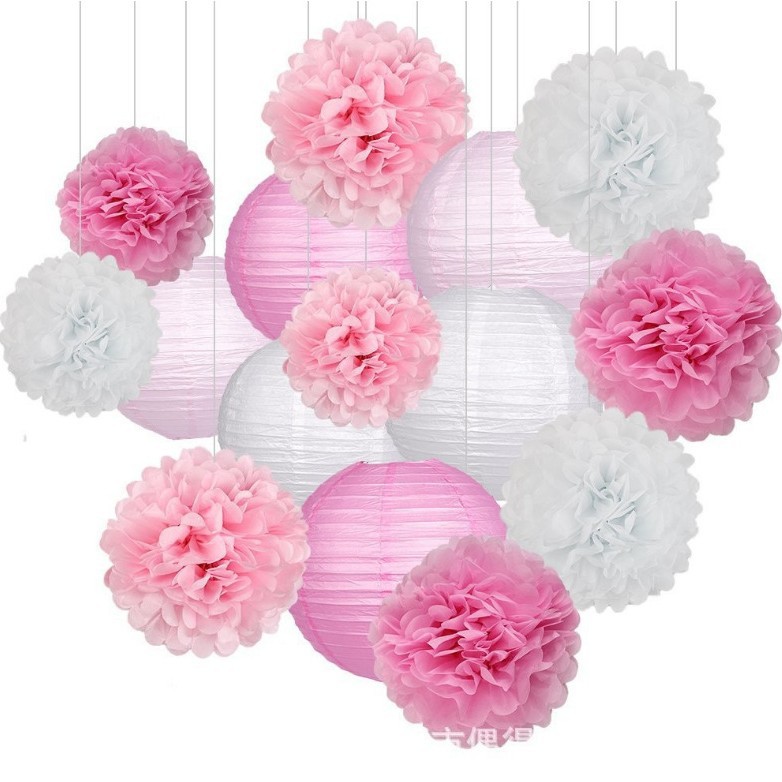 Amazon papel rosa de flores de panal de papel linterna de fiesta de cumpleaños boda cumpleaños set de decoración del hogar