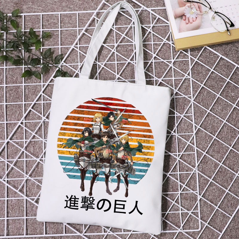 Ataque gigante en Titan perímetro bolsa de compras de lona de moda minimalista bolsas de hombro para estudiantes para hombres y mujeres