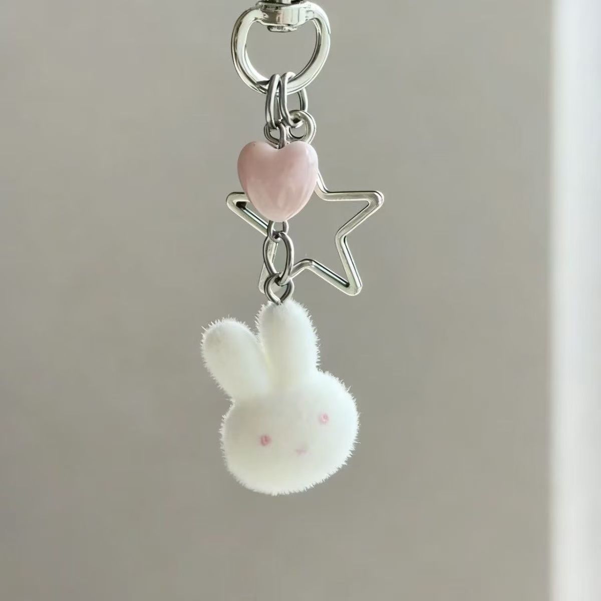 Cute flojo Miffy conejo cadena de teléfono móvil diy beaded chica bolso pericardial libro de tarjetas colgante llavero regalo amigo