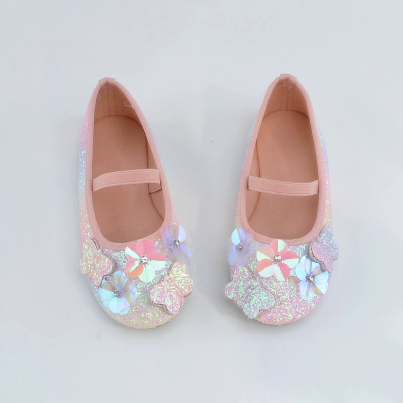 Summer shoes for princess for leisure with butterfly, soft sole, Korean style