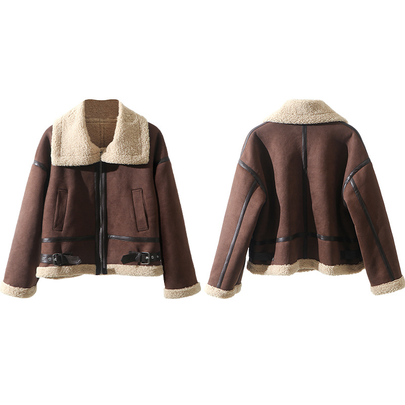 [spot] ins fashion blogger's same style lamb wool coat women's fur integrated thickened warm winter coat