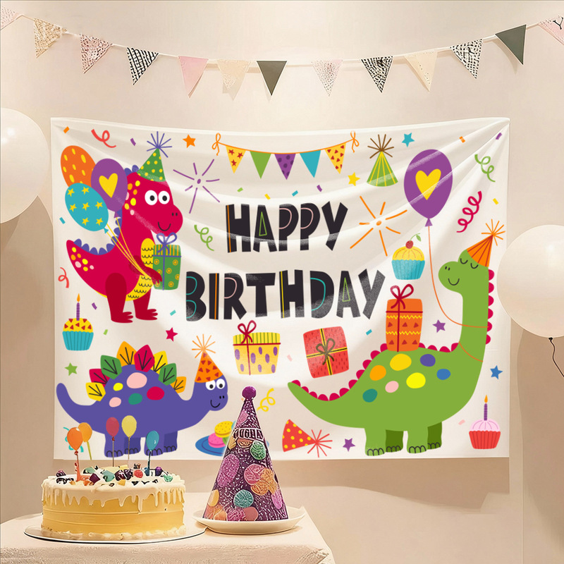 New Cartoon Birthday Hanging Cloth Dinosaur Birthday Letter Flag Children's One-Year-Old Background Party Layout Banner