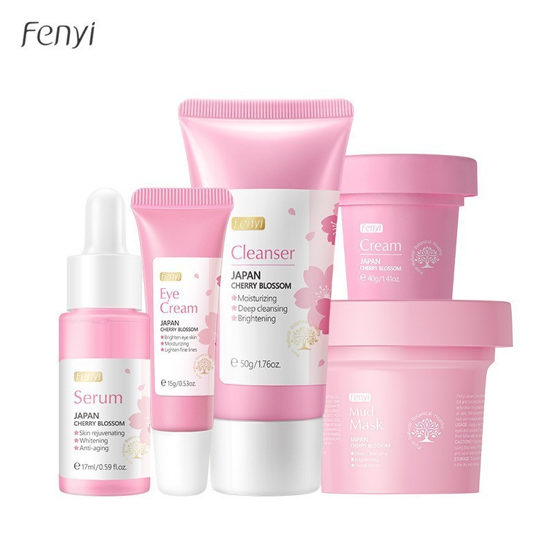 【fenyiyinghua5】Эссенция + крем для глаз + очищающее средство для лица + крем + грязевая маска