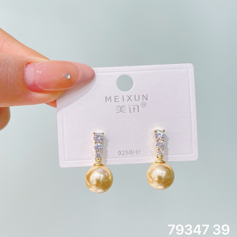 美讯饰品浪漫高级感锆石仿珍珠耳坠2025年新款气质女轻奢洋气耳环|undefined