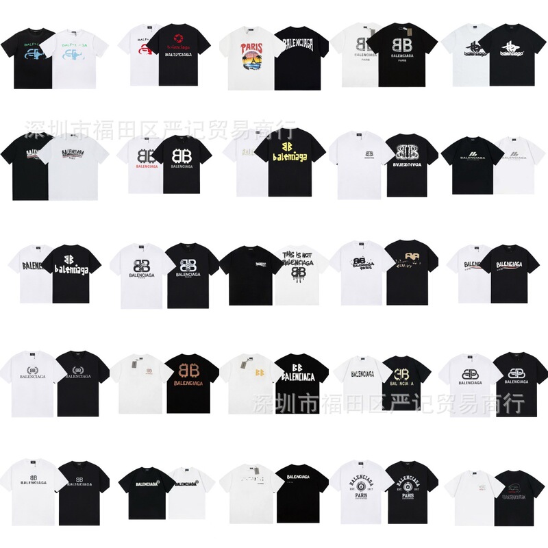 Paris High-End Version B Brand T-Shirt, New Spring/Summer Heavy Cotton Printed Round-Neck Short-Sleeve T-Shirt, Casual Versatile Style for Men and Women Paris High-End Version B Brand T-Shirt, New Spring/Summer Heavy Cotton Printed Round-Neck Short-Sleeve T-Shirt, Casual Versatile Style for Men and Women