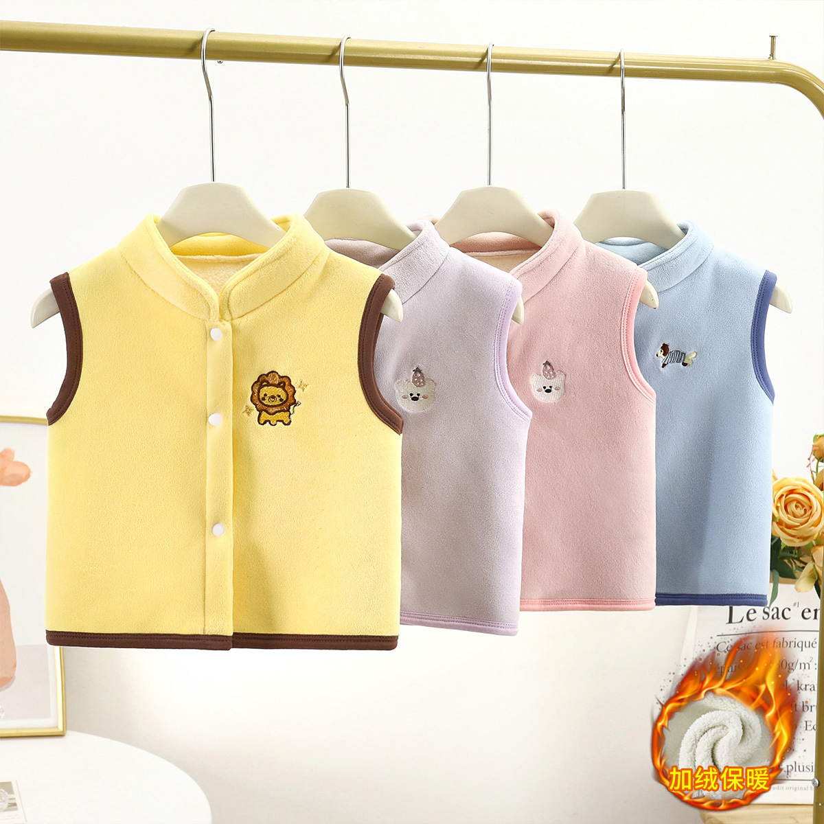 Invierno y otoño nuevos chalecos de terciopelo para niños chalecos de calentamiento para niños niñas con hombros gruesos ropa infantil