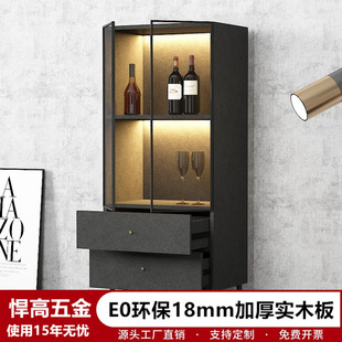 Wine Cabinet Solid Wood Display Cabinet Home 2024 New Normcore Small Side Cabinet Restaurant Glass Storage Cabinet