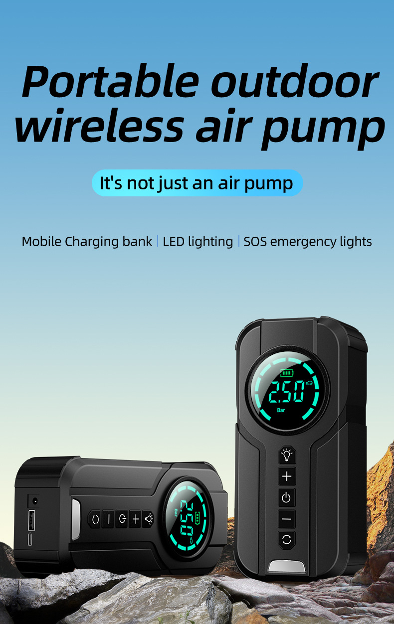 【Yx1819】Cross-Border Car Air Pump, Wireless and Portable, for Passenger Cars, Electric Vehicles, Tire Inflator 12V