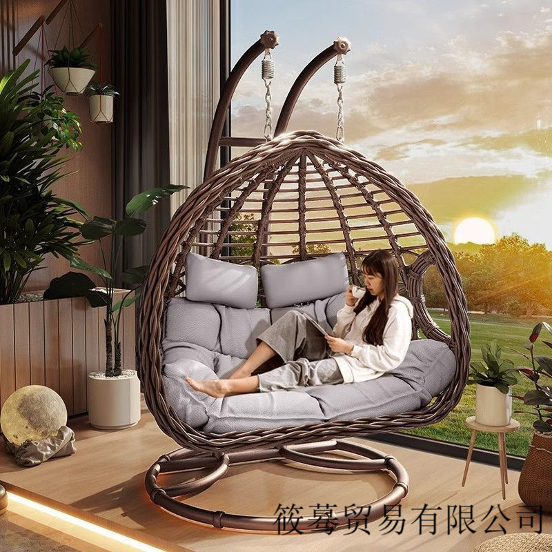 Outdoor Hanging Basket Chair Swing Courtyard Double Hanging Chair Home Balcony Indoor Popular Bird's Nest Hammock Rattan Chair Rocking Chair