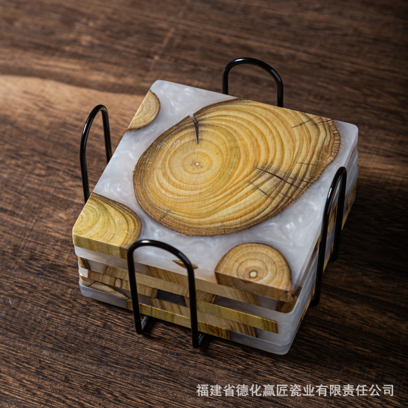 Posavasos de boj transfronterizo posavasos de té posavasos de resina aislamiento térmico Posavasos de madera maciza creativa Posavasos para el hogar Ceremonia del té cero