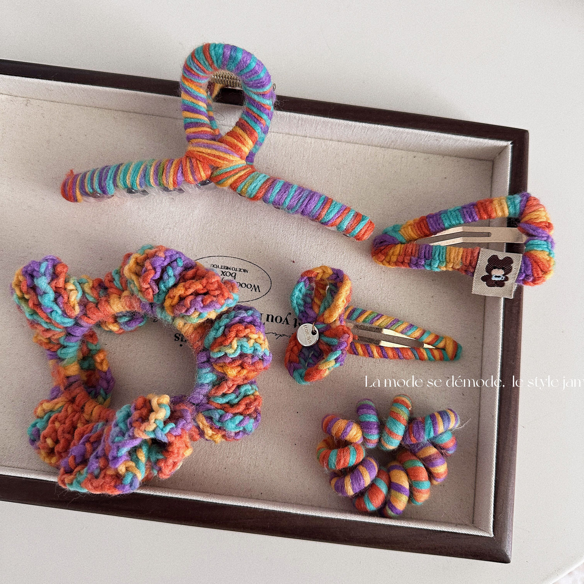 Niedliche Regenbogen Haarspange Aus Wolle Für Mädchen Set_voghion.com