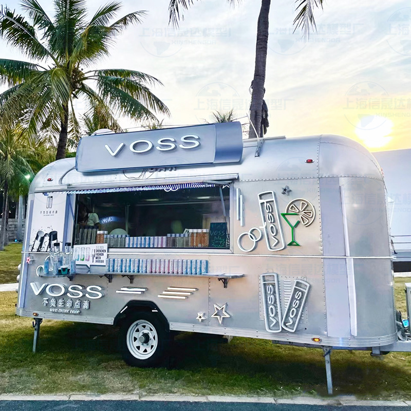移动式餐饮车 户外营地文艺风流动拖挂式不锈钢餐车 新款清风车
