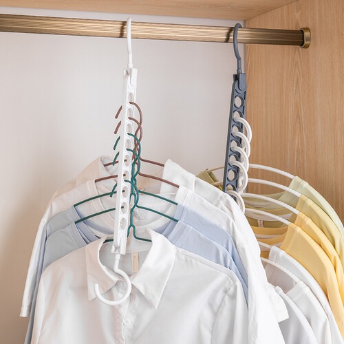 Household nine-hole clothes hanger multi-functional foldable and rotatable creative magic clothes hanger wardrobe universal storage artifact