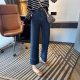 Giant look thin! Straight leg high waist straight jeans women 2025 spring new cropped wide leg pants G040601