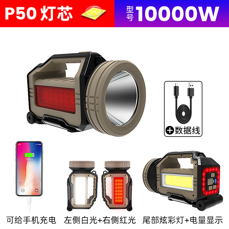 Transfronterizo nuevo P90 luz fuerte lámpara portátil multi-ángulo ajustable carga camping lámpara al aire libre multifuncional reflector