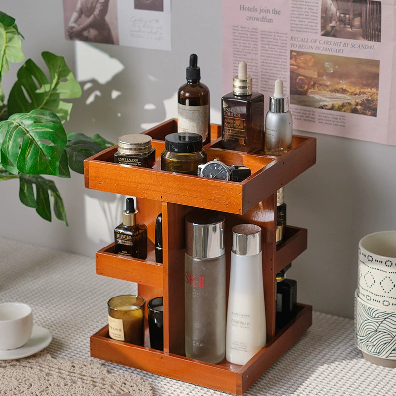 Table cosmetic wooden storage box, perfume, stand, storage system