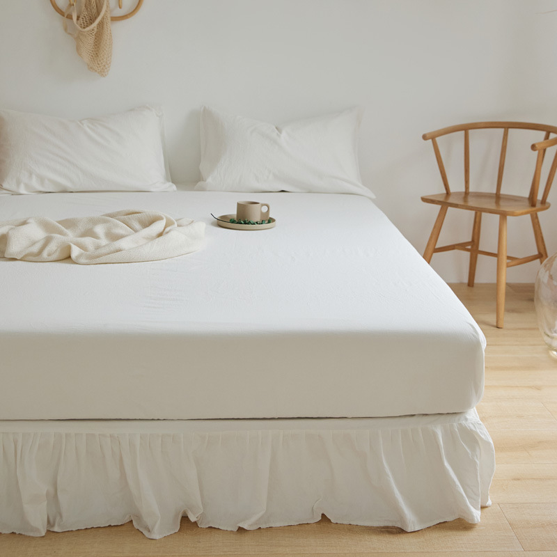 Lujo ligero 60s cama de algodón puro gaza Gongsatin 100 algodón mono cama gaza pro-piel de color sólido lana larga cubierta de colchón de algodón lavable