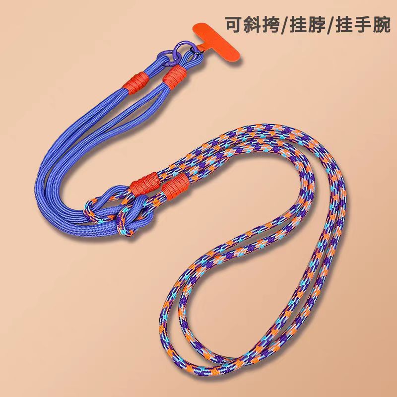 Versión coreana de la muñeca de cuello colgante de mensajero desmontable cordón de teléfono móvil de tres usos costura tejida cuerda resistente anti-pérdida colgante de dibujos animados