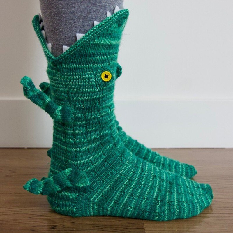 現品爆品knit crocodile socksクリスマスニットワニ靴下サメ靴下厚い保温靴下|undefined