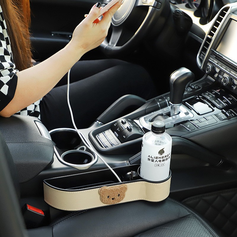 Caja de almacenamiento de hendidura de asiento de automóvil de dibujos animados multifuncional caja de almacenamiento de hendidura de automóvil bolsa para artículos de decoración interior de automóviles